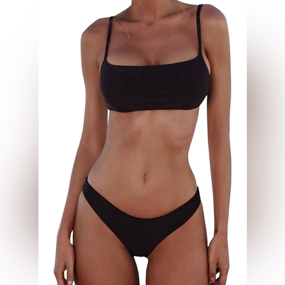 Summer Mae Black Strappy Bikini Set